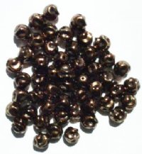 50 8mm Metallic Bronze Ruffled Round Glass Beads